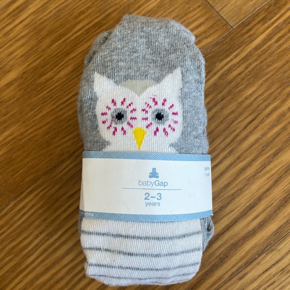 New Baby GAP Girls Kids Graphic Pingune Stipe Tights Gray Size 2-3